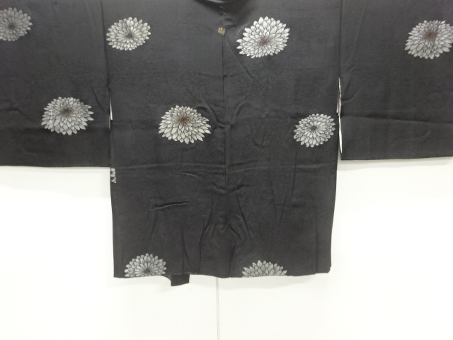 JAPANESE KIMONO / ANTIQUE TAISHO ROMAN MON KINSHA LACQUERED CHRYSANTHE